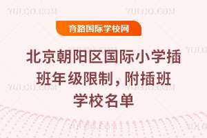 2025-2026第一学期北京朝阳区国际小学插班年级限制，附插班学校名单