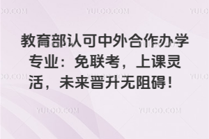 教育部认可中外合作办学专业：免联考，上课灵活，未来晋升无阻碍！